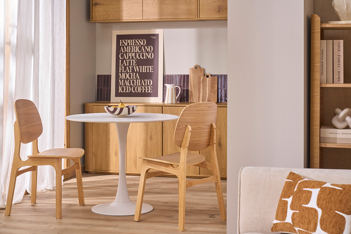 Chaises en bois clair fr�ne (lot de 2) SOQUETTE