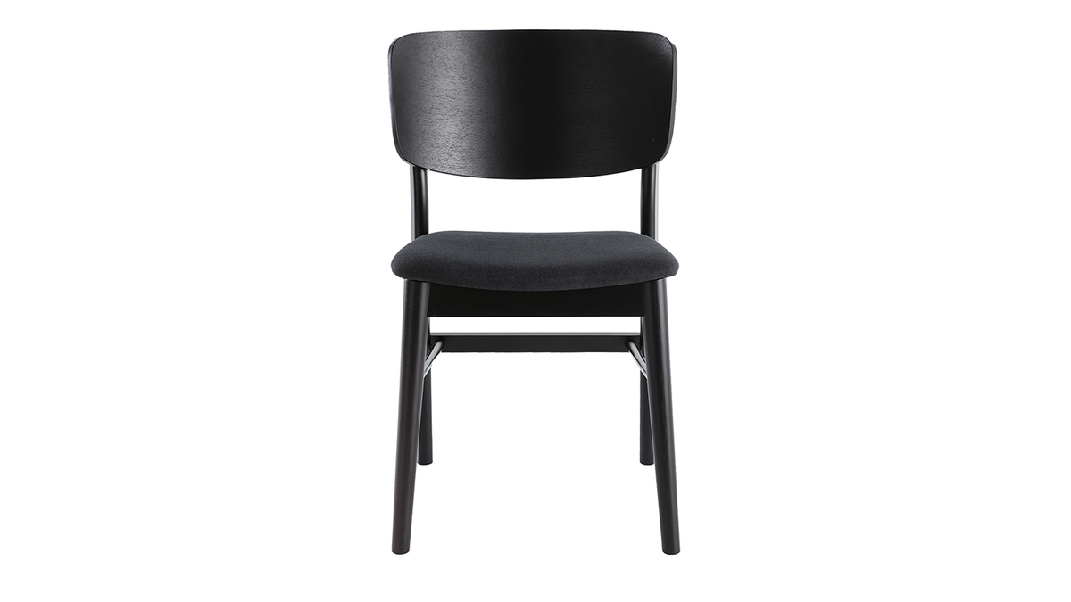 Chaises en bois noir et tissu gris fonc (lot de 2) SHELDON