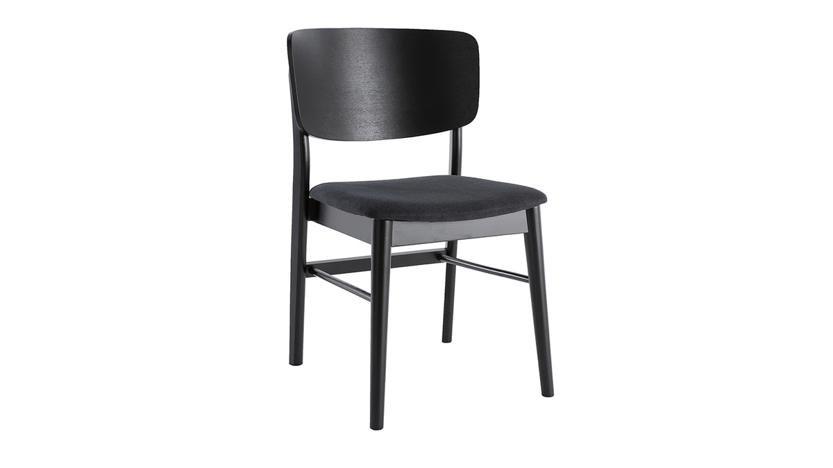 Chaises en bois noir et tissu gris fonc (lot de 2) SHELDON