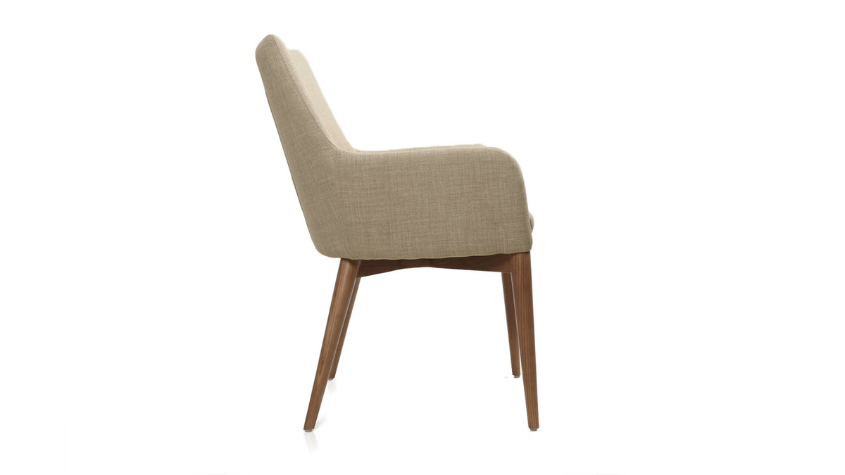 Chaises en tissu beige et bois fonc (lot de 2) SHANA