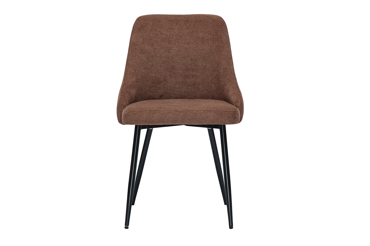 Chaises en tissu chenille terre br�l�e et m�tal noir (lot de 2) HASTA