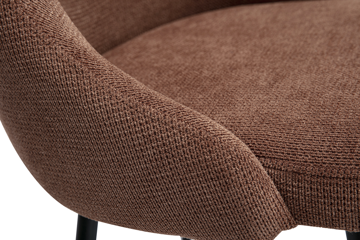 Chaises en tissu chenille terre br�l�e et m�tal noir (lot de 2) HASTA