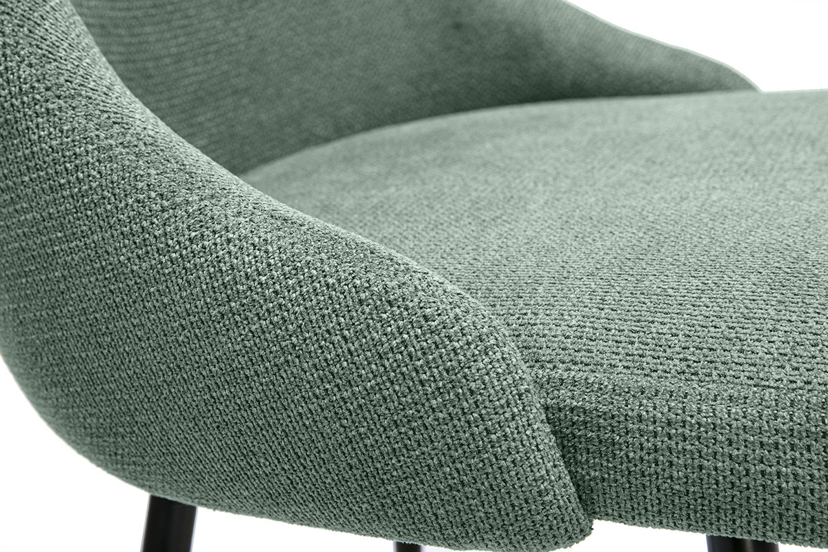 Chaises en tissu chenille vert kaki et m�tal noir (lot de 2) HASTA