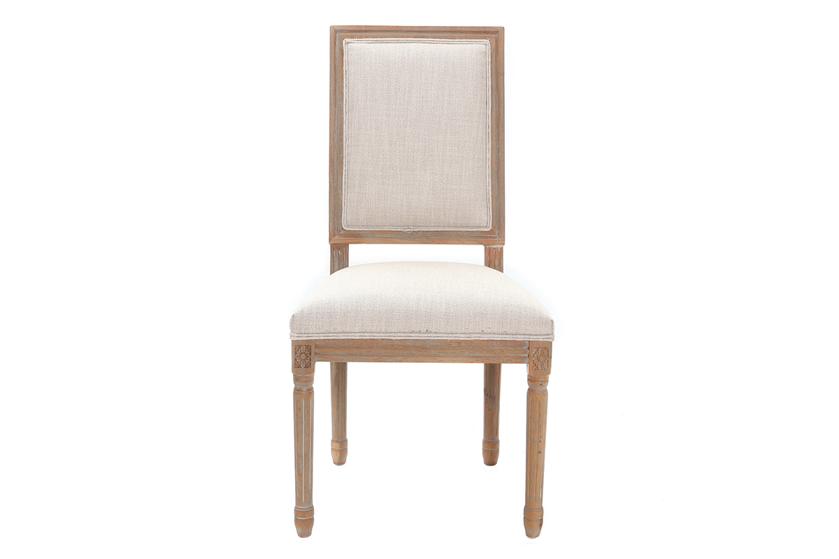 Chaises en tissu coloris naturel pieds bois clair (lot de 2) AMAURY