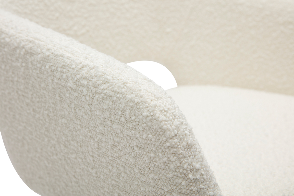 Chaises en tissu effet laine boucle blanc cass et mtal noir (lot de 2) LAURETTE