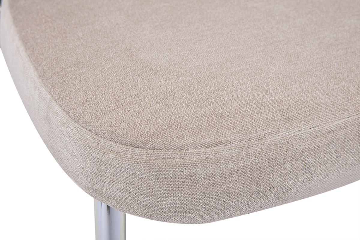Chaises en tissu effet velours taupe et m�tal chrom� (lot de 2) BREKA