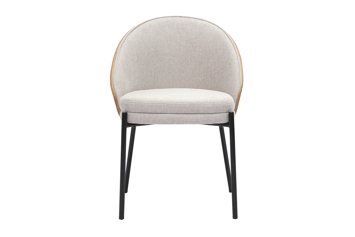 Chaises en tissu effet velours textur� beige, bois clair et m�tal (lot de 2) TUCSON