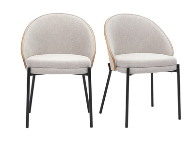 Chaises en tissu effet velours textur&eacute; beige, bois clair et m&eacute;tal (lot de 2) TUCSON