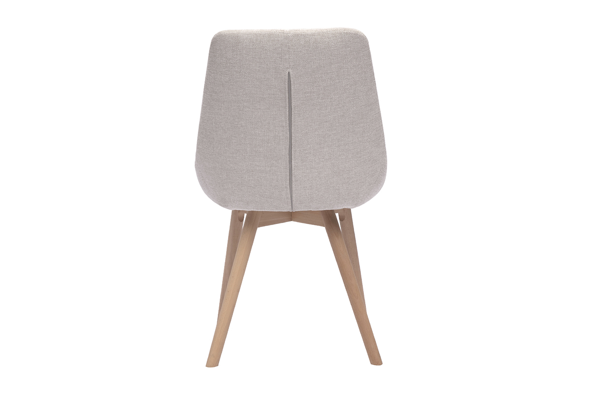 Chaises en tissu effet velours textur beige et bois clair (lot de 2) ALESS