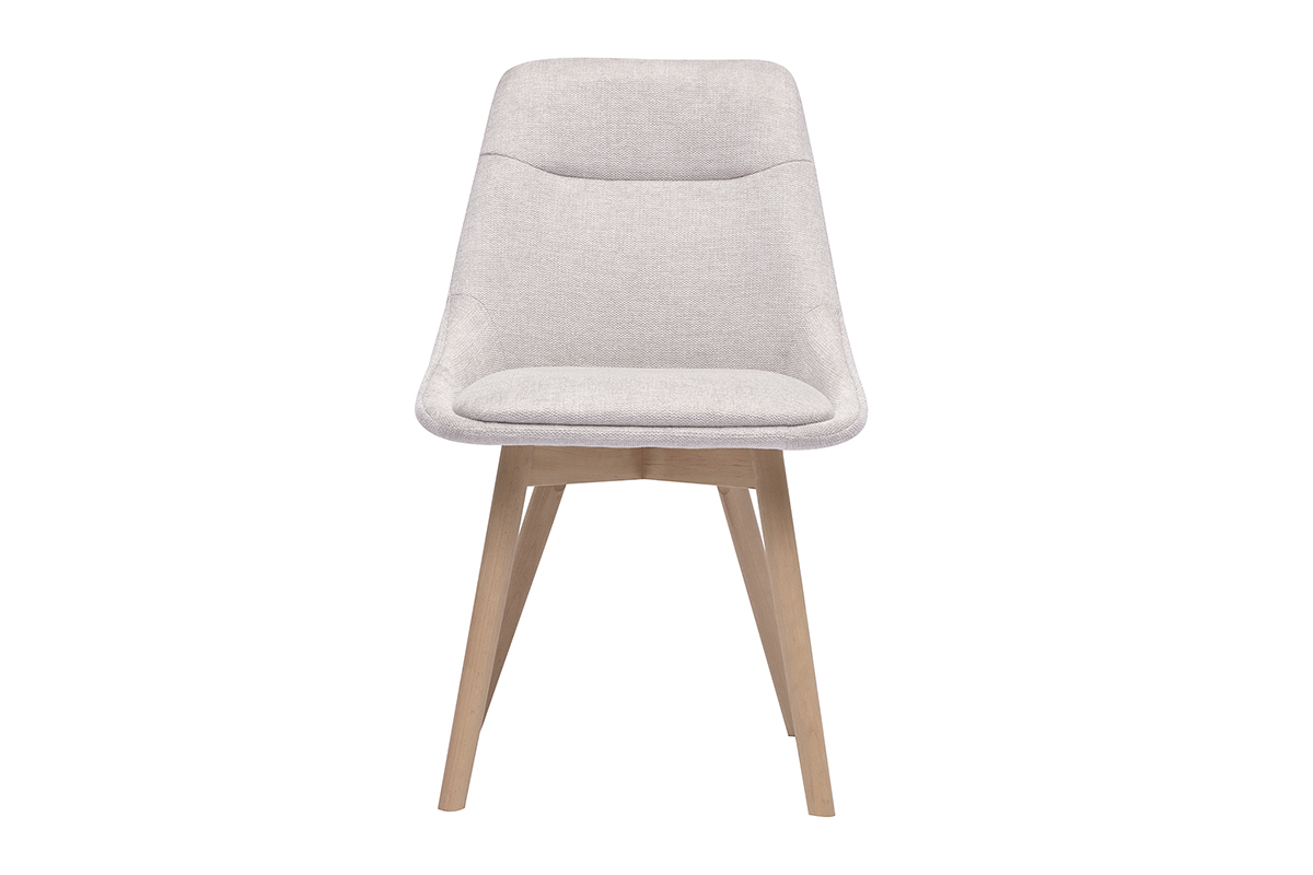 Chaises en tissu effet velours textur beige et bois clair (lot de 2) ALESS
