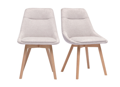 Chaises en tissu effet velours texturé beige et bois clair (lot de 2) ALESS