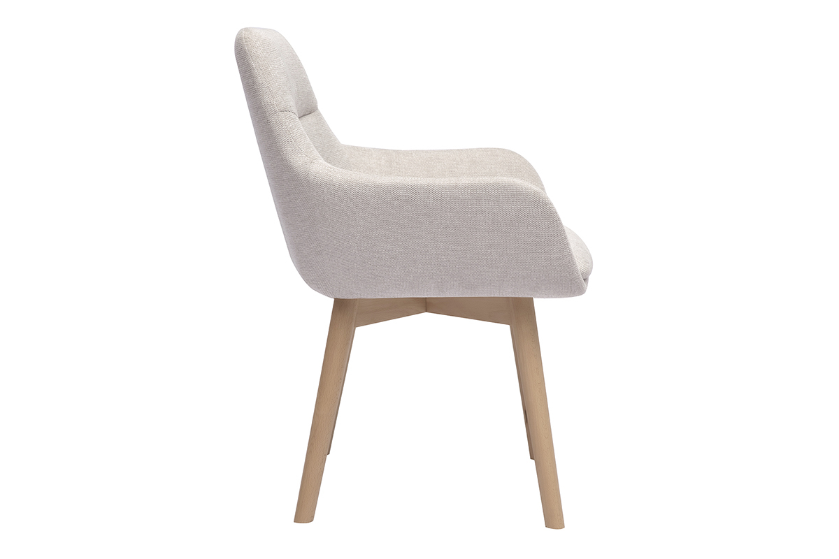 Chaises en tissu effet velours textur beige et bois clair (lot de 2) ALESS