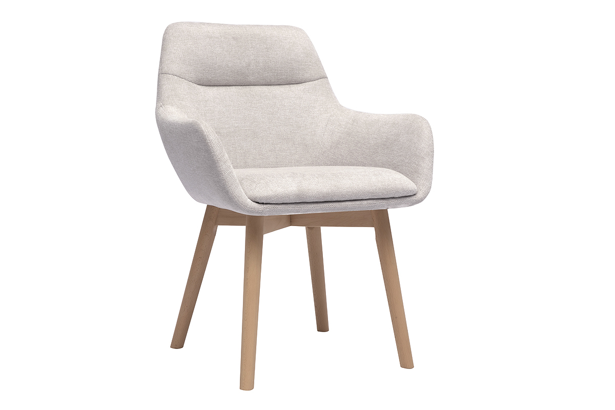 Chaises en tissu effet velours textur beige et bois clair (lot de 2) ALESS