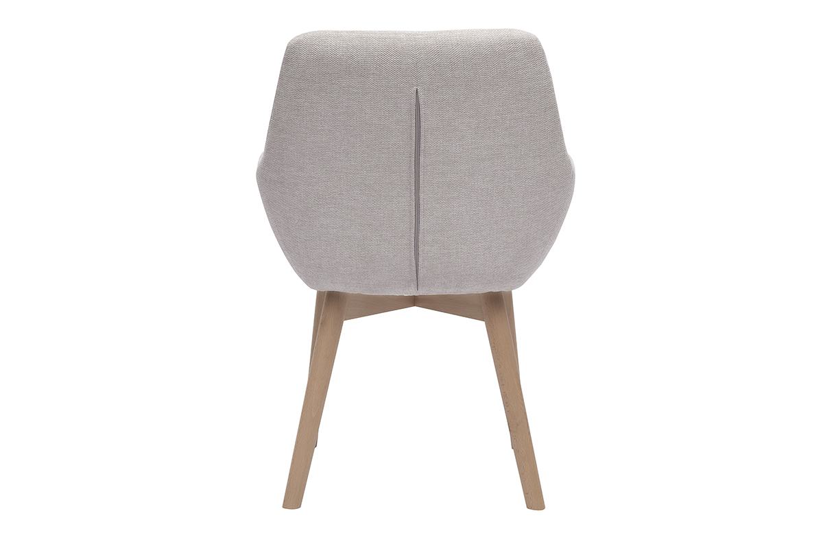 Chaises en tissu effet velours textur beige et bois clair (lot de 2) ALESS