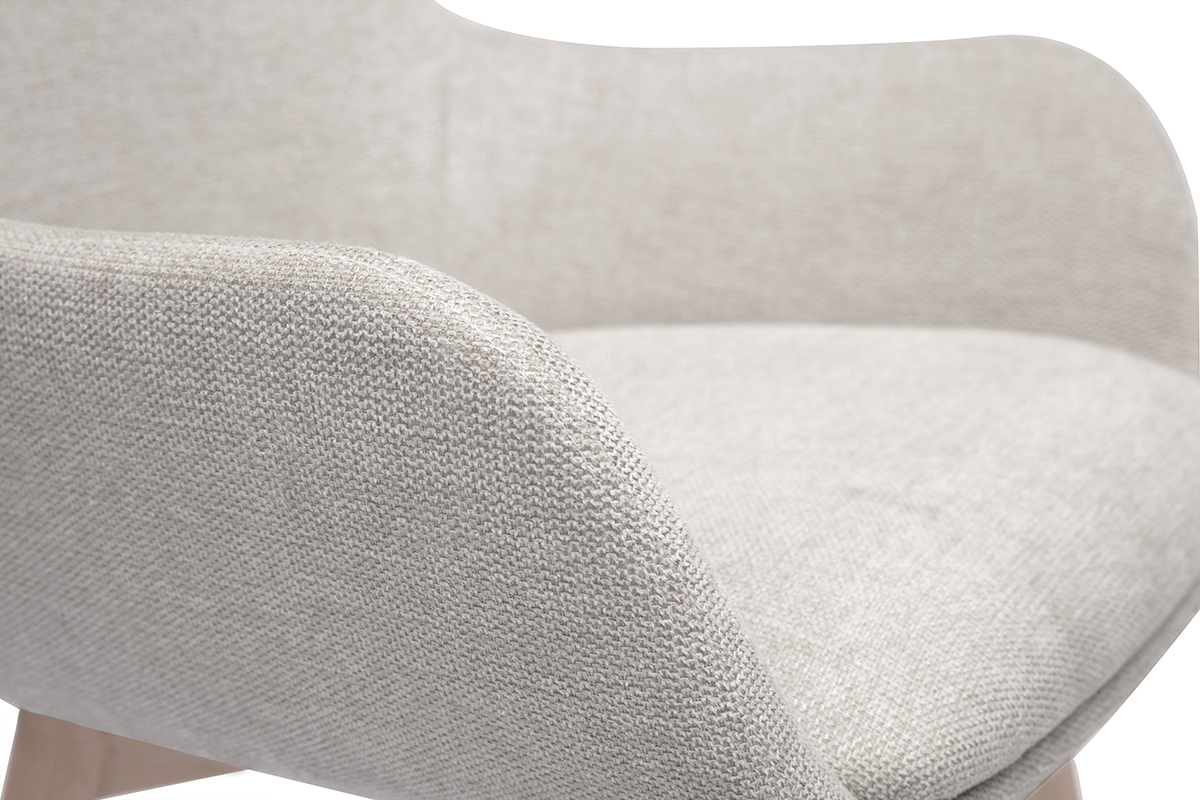 Chaises en tissu effet velours textur beige et bois clair (lot de 2) ALESS
