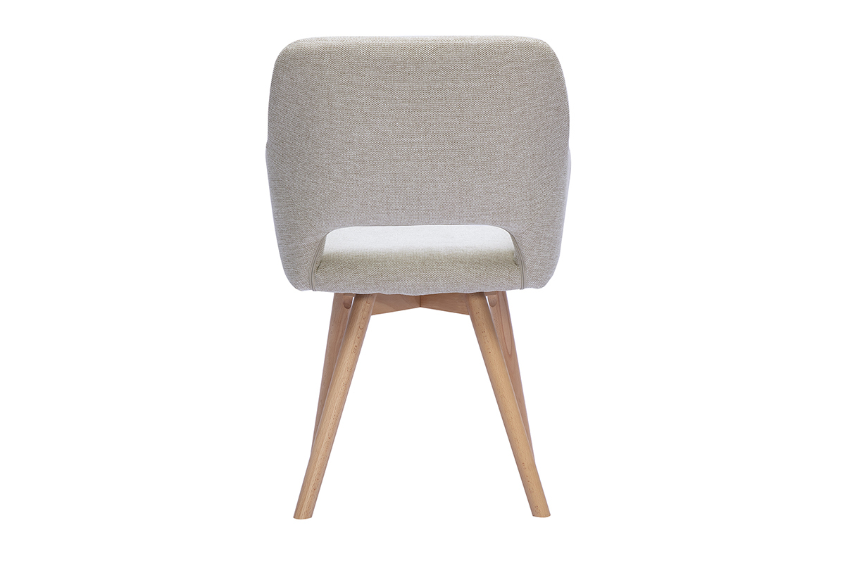 Chaises en tissu effet velours textur� beige et bois clair (lot de 2) LAURETTE