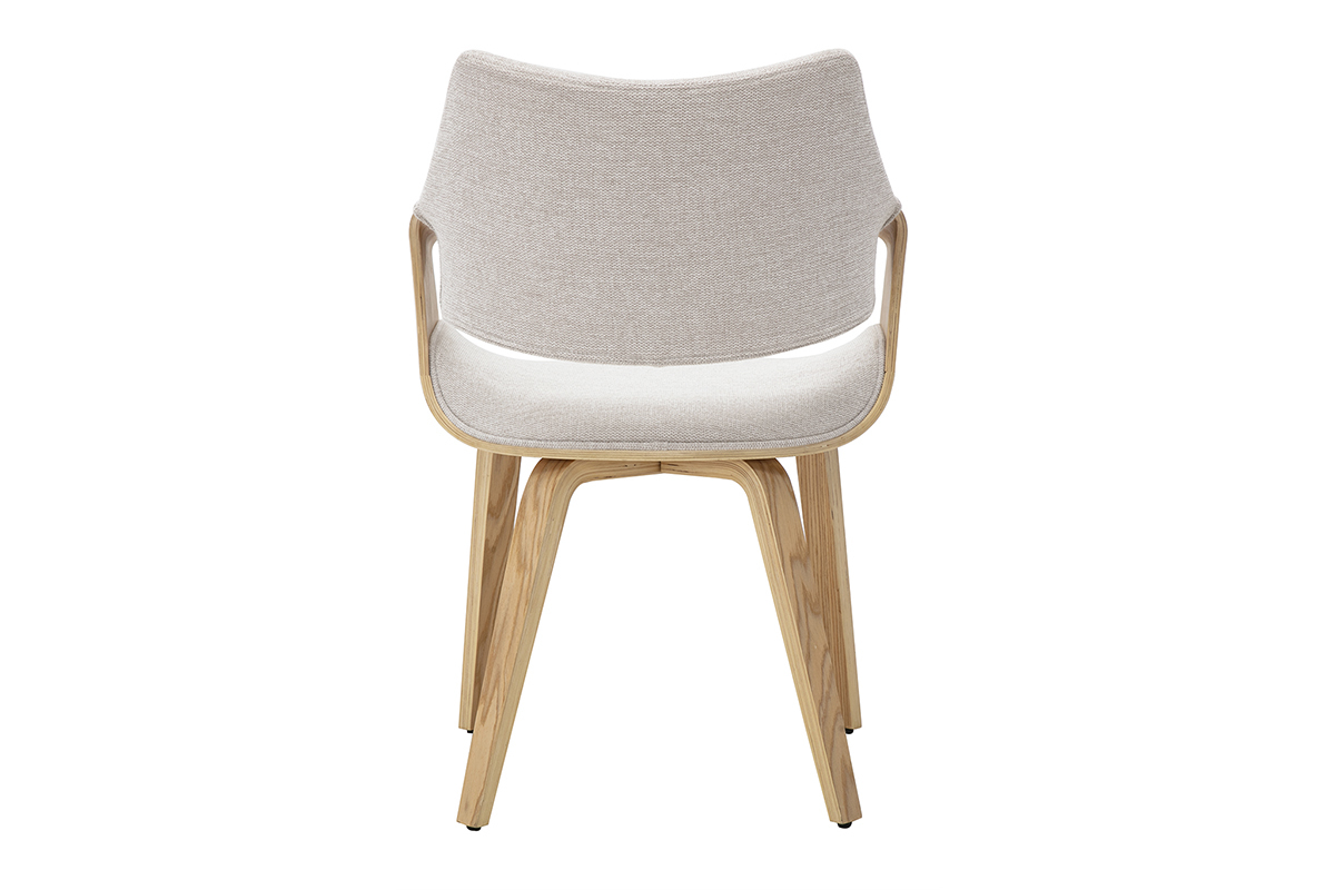 Chaises en tissu effet velours textur� beige et bois clair (lot de 2) SEVAN