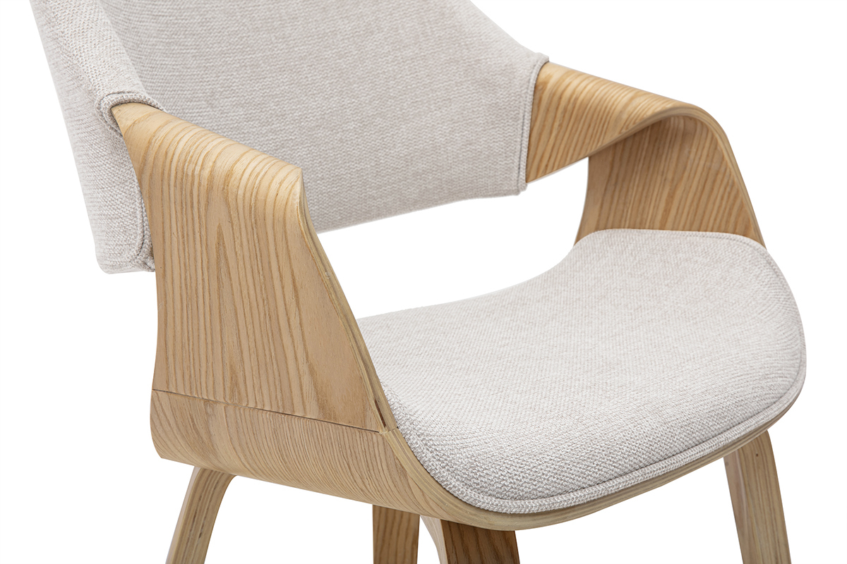 Chaises en tissu effet velours textur� beige et bois clair (lot de 2) SEVAN