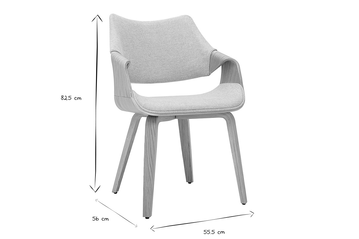 Chaises en tissu effet velours textur� beige et bois clair (lot de 2) SEVAN