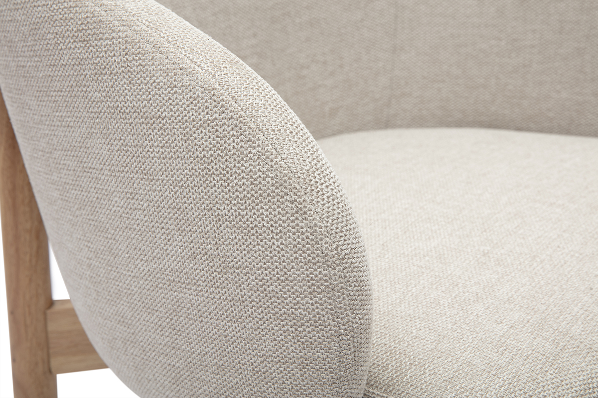 Chaises en tissu effet velours textur� beige et bois clair (lot de 2) TORVI