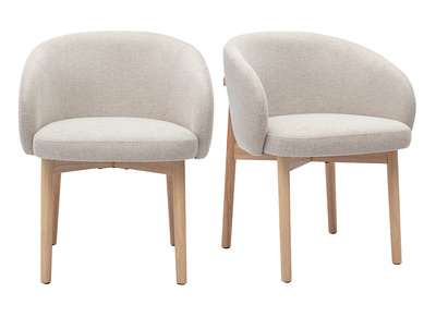 Chaises en tissu effet velours textur&eacute; beige et bois clair (lot de 2) TORVI