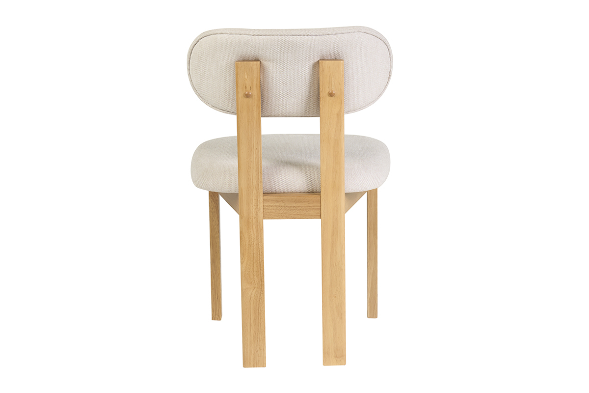 Chaises en tissu effet velours textur� beige et bois clair fr�ne (lot de 2) NORMI