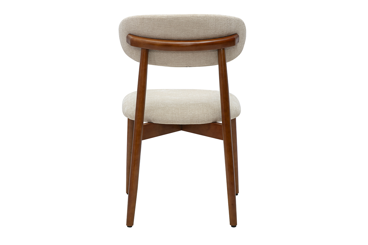 Chaises en tissu effet velours textur� beige et bois fonc� noyer (lot de 2) SIAME