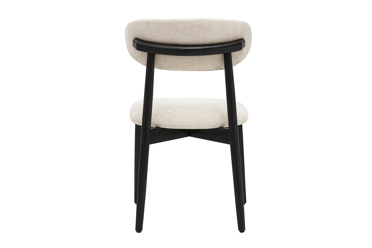 Chaises en tissu effet velours textur� beige et bois noir (lot de 2) SIAME