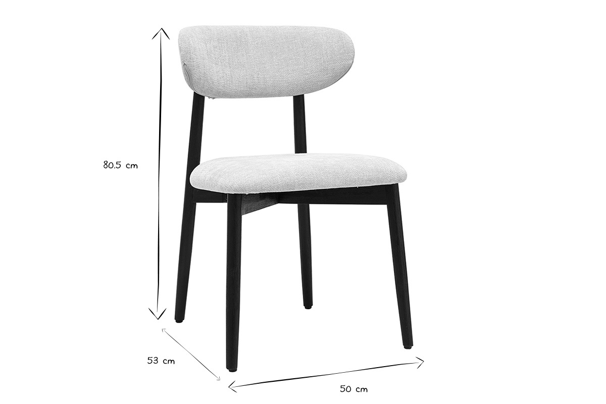 Chaises en tissu effet velours textur� beige et bois noir (lot de 2) SIAME