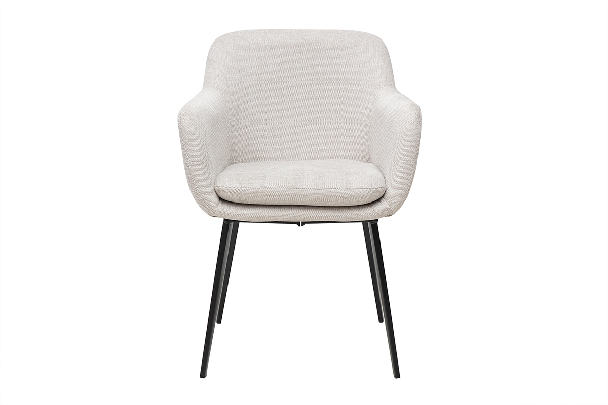 Chaises en tissu effet velours textur beige et mtal noir (lot de 2) AMIKA