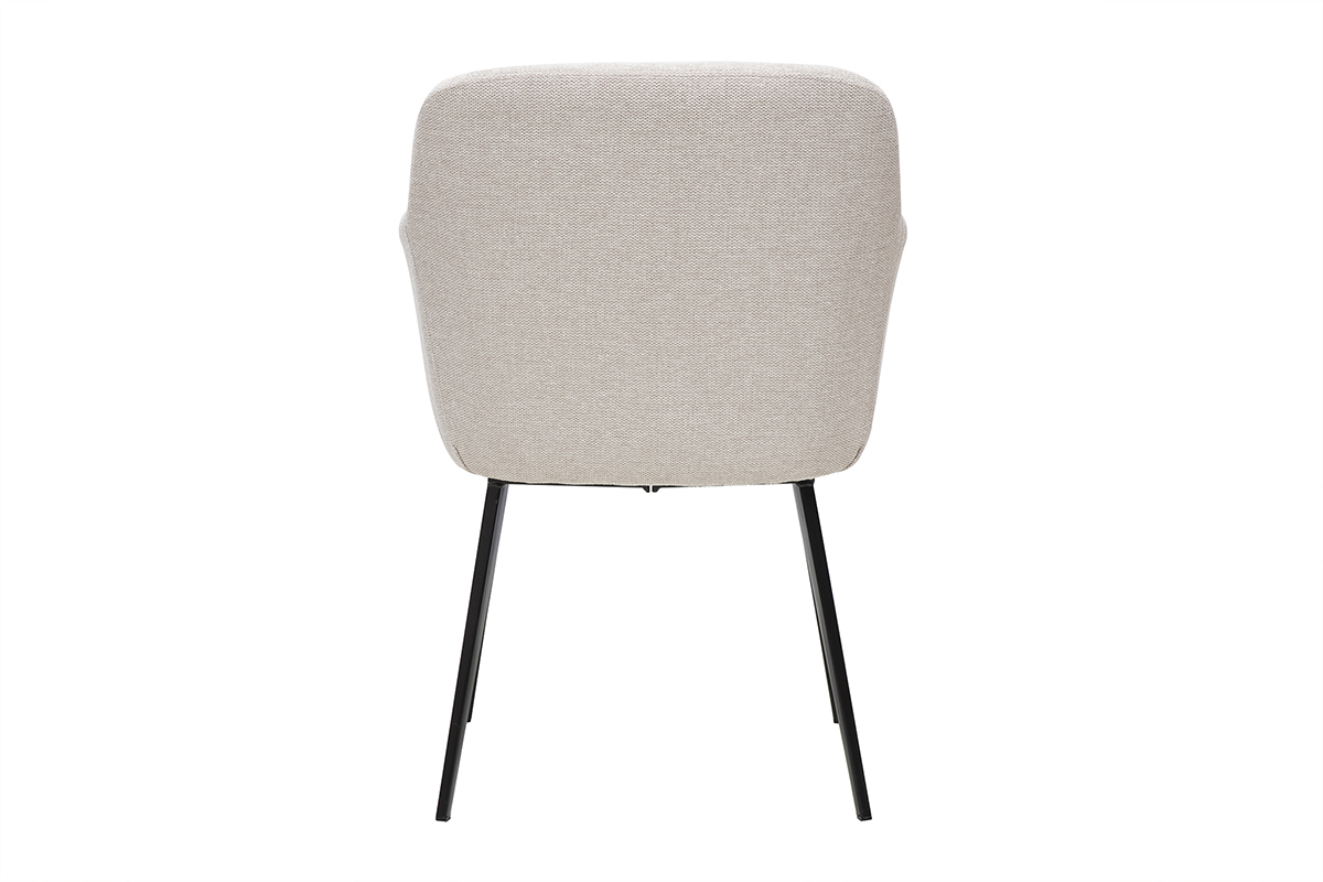 Chaises en tissu effet velours textur beige et mtal noir (lot de 2) AMIKA