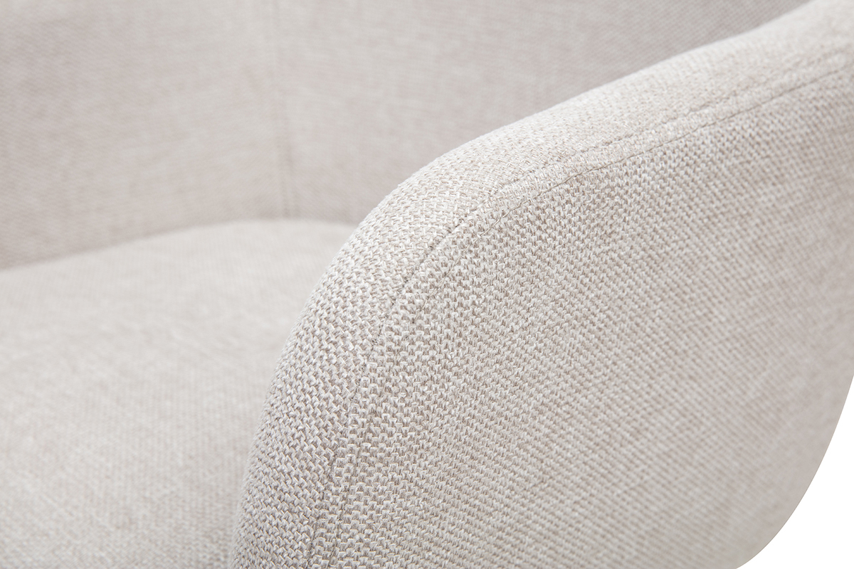 Chaises en tissu effet velours textur beige et mtal noir (lot de 2) AMIKA