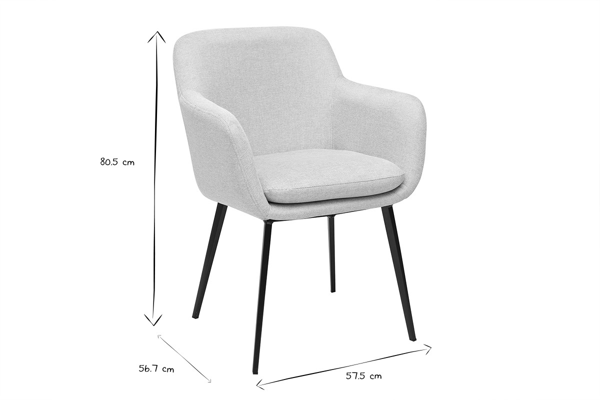 Chaises en tissu effet velours textur beige et mtal noir (lot de 2) AMIKA