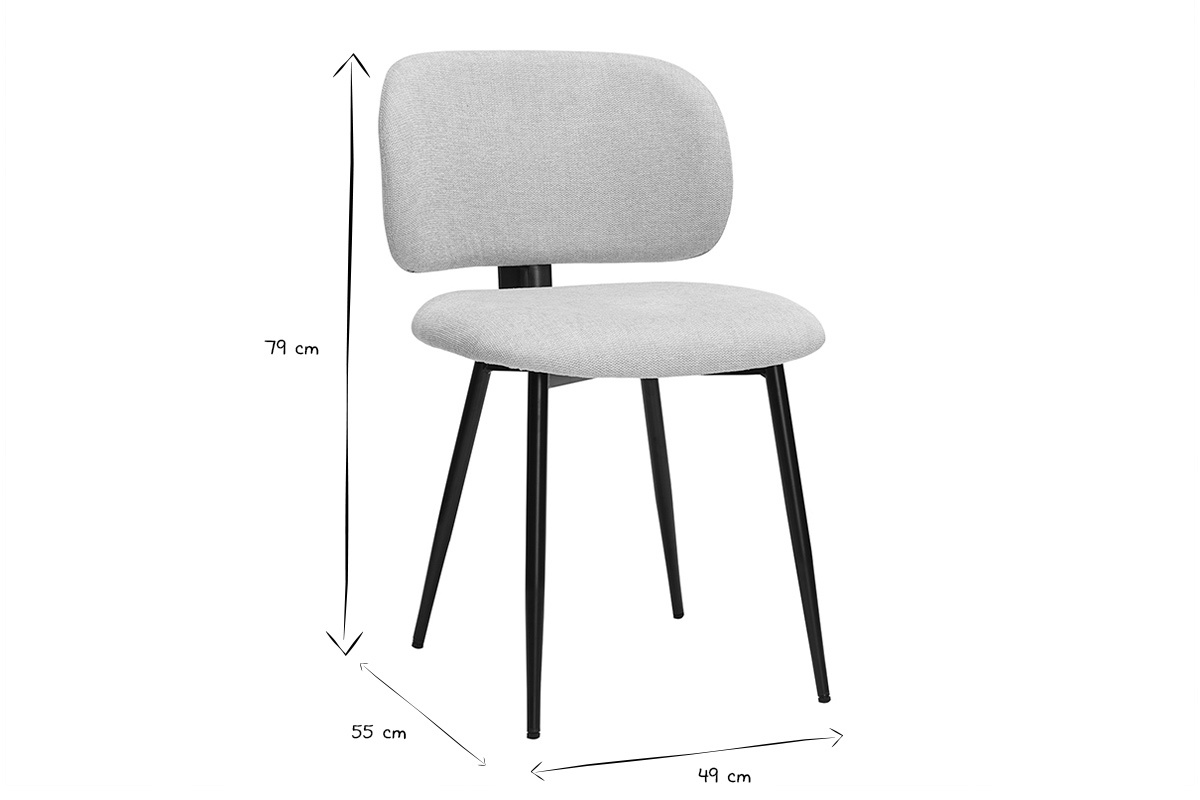 Chaises en tissu effet velours textur beige et mtal noir (lot de 2) ATRIUM