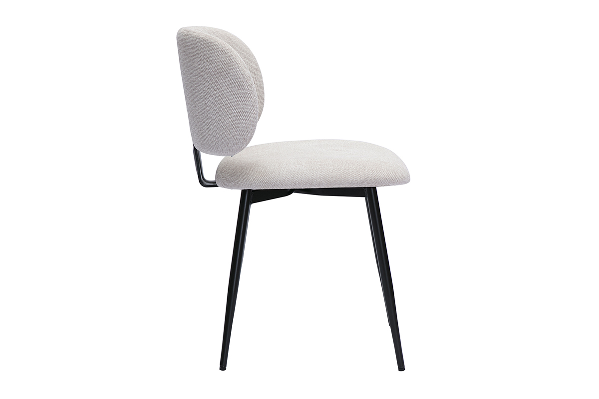 Chaises en tissu effet velours textur beige et mtal noir (lot de 2) ATRIUM