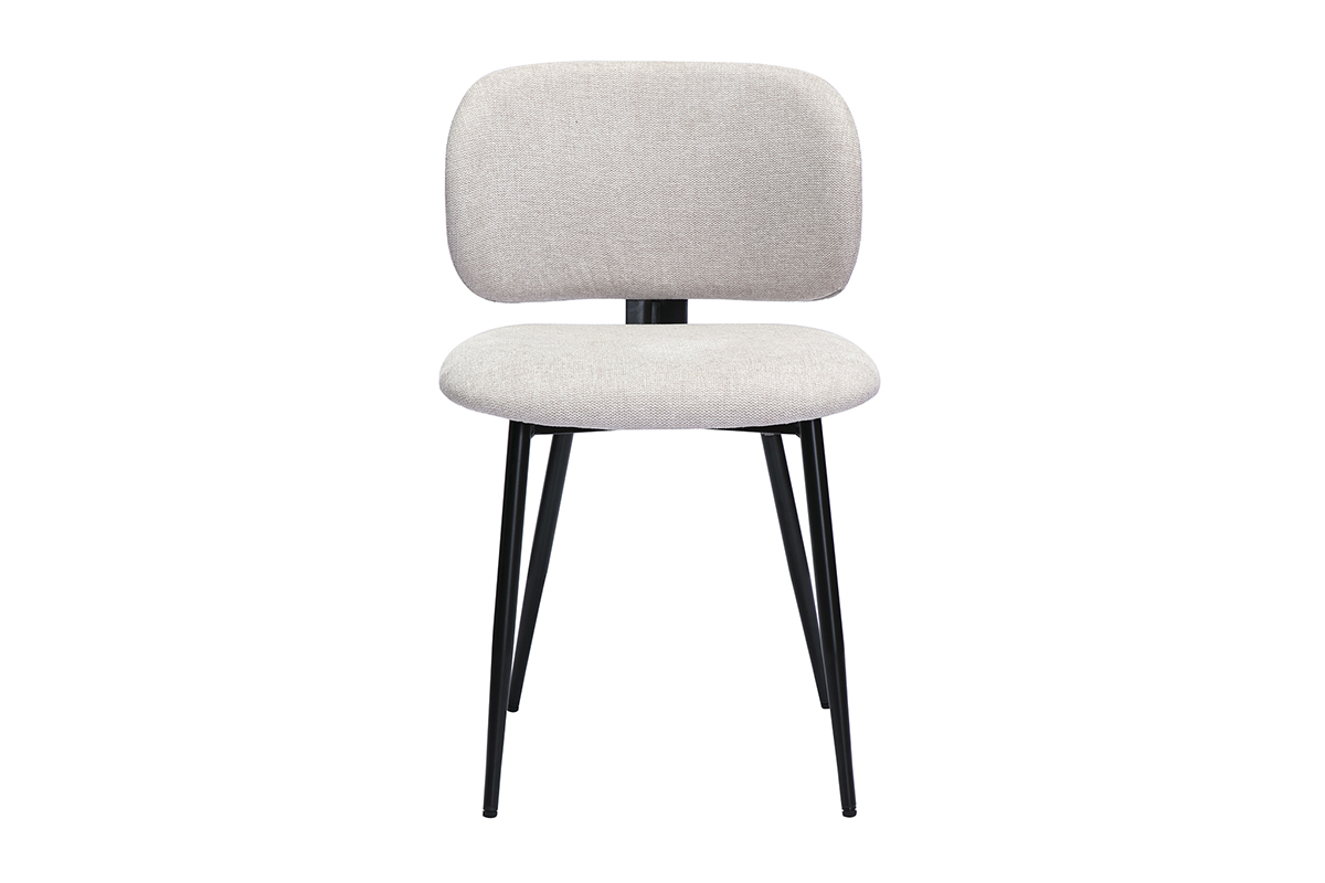 Chaises en tissu effet velours textur beige et mtal noir (lot de 2) ATRIUM