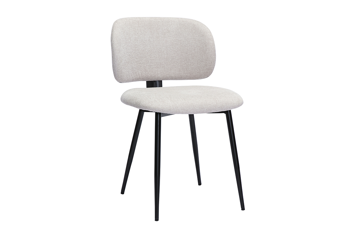 Chaises en tissu effet velours textur beige et mtal noir (lot de 2) ATRIUM