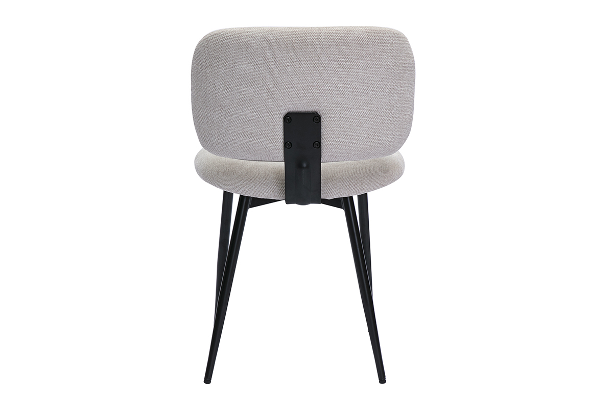 Chaises en tissu effet velours textur beige et mtal noir (lot de 2) ATRIUM