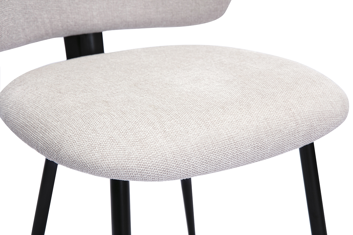 Chaises en tissu effet velours textur beige et mtal noir (lot de 2) ATRIUM