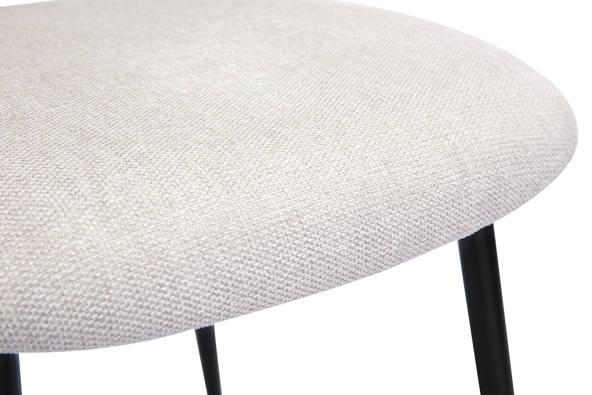 Chaises en tissu effet velours textur beige et mtal noir (lot de 2) ATRIUM