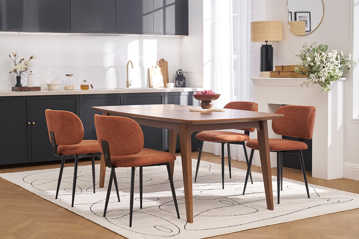 Chaises en tissu effet velours textur beige et mtal noir (lot de 2) ATRIUM