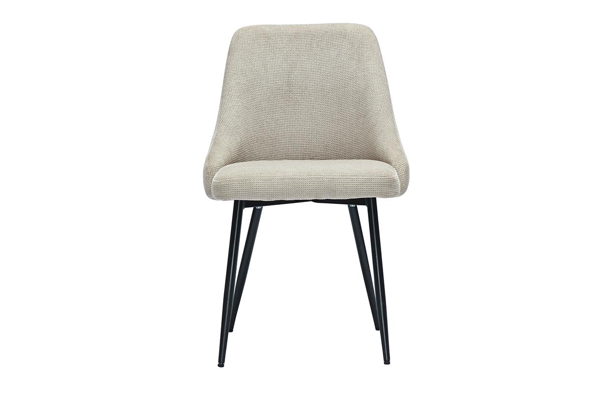 Chaises en tissu effet velours textur beige et mtal noir (lot de 2) HASTA