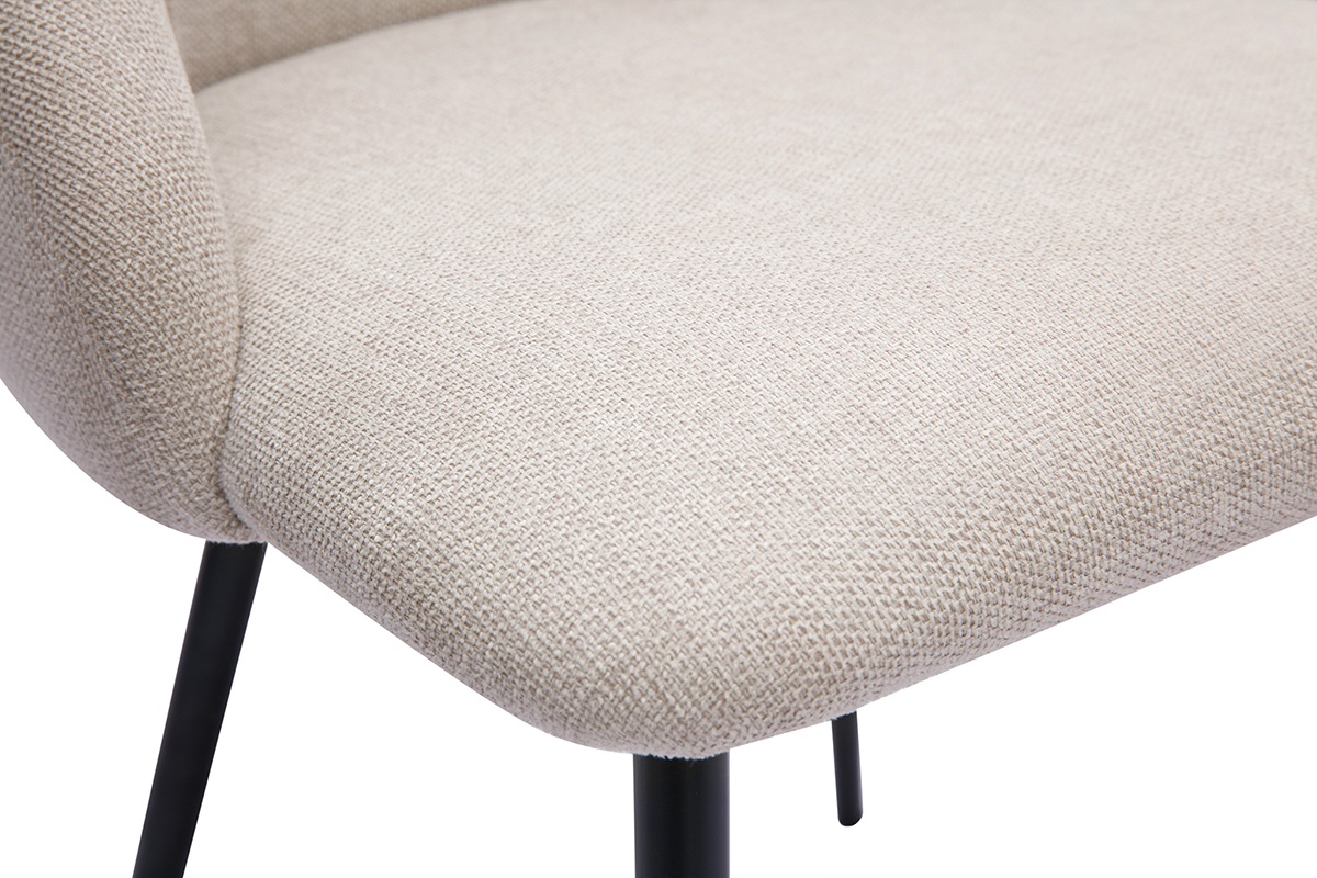 Chaises en tissu effet velours textur beige et mtal noir (lot de 2) HIGGINS
