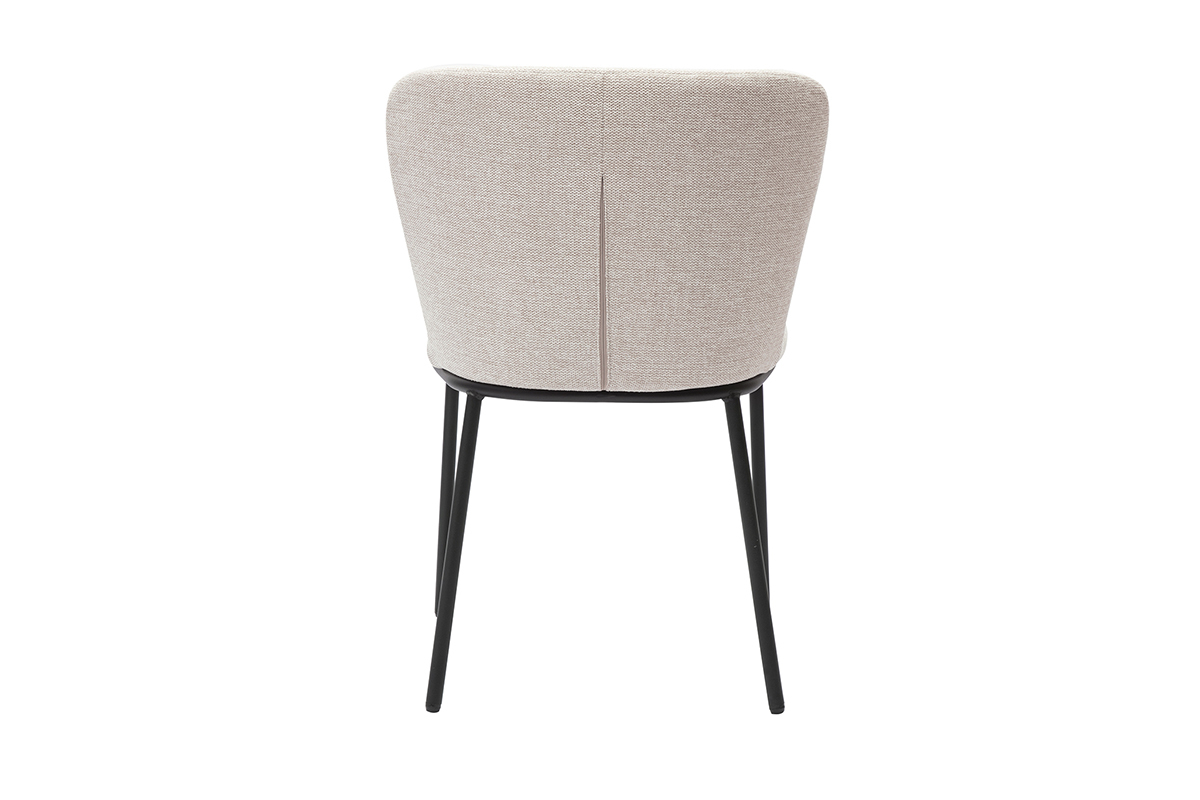 Chaises en tissu effet velours textur� beige et m�tal noir (lot de 2) LISOR