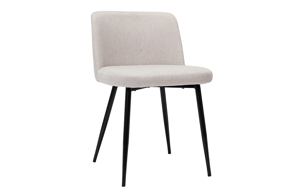 Chaises en tissu effet velours textur beige et mtal noir (lot de 2) MONTI