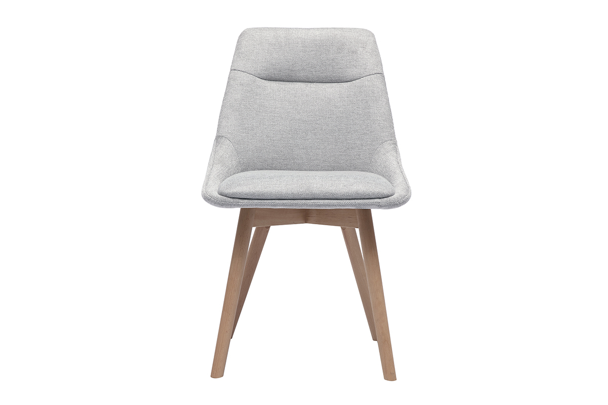 Chaises en tissu effet velours textur gris clair et bois clair (lot de 2) ALESS