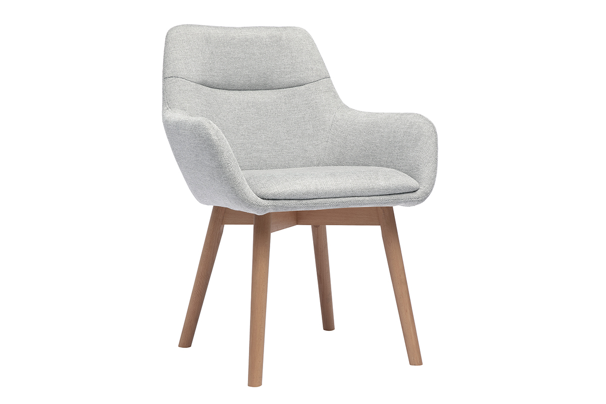 Chaises en tissu effet velours textur gris clair et bois clair (lot de 2) ALESS