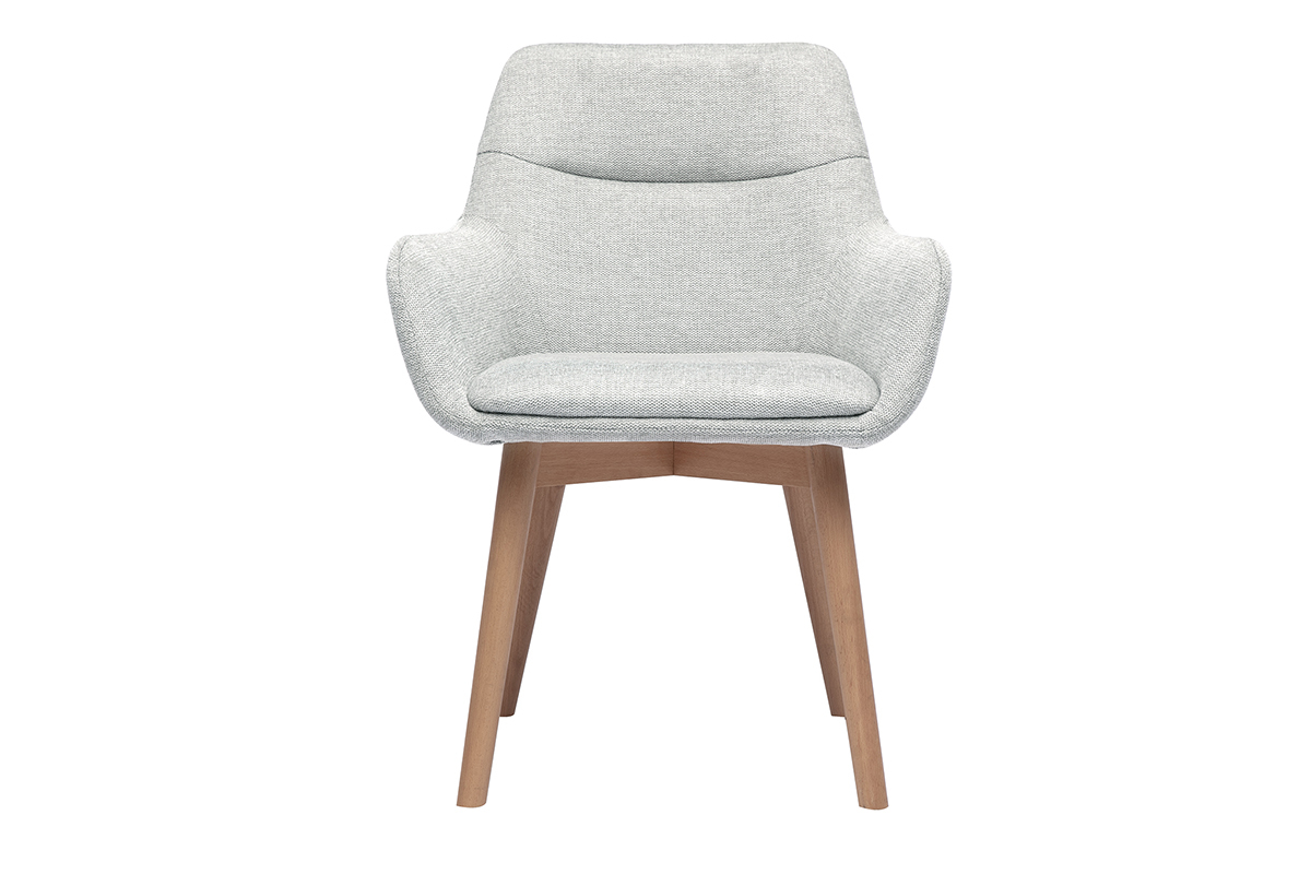 Chaises en tissu effet velours textur gris clair et bois clair (lot de 2) ALESS