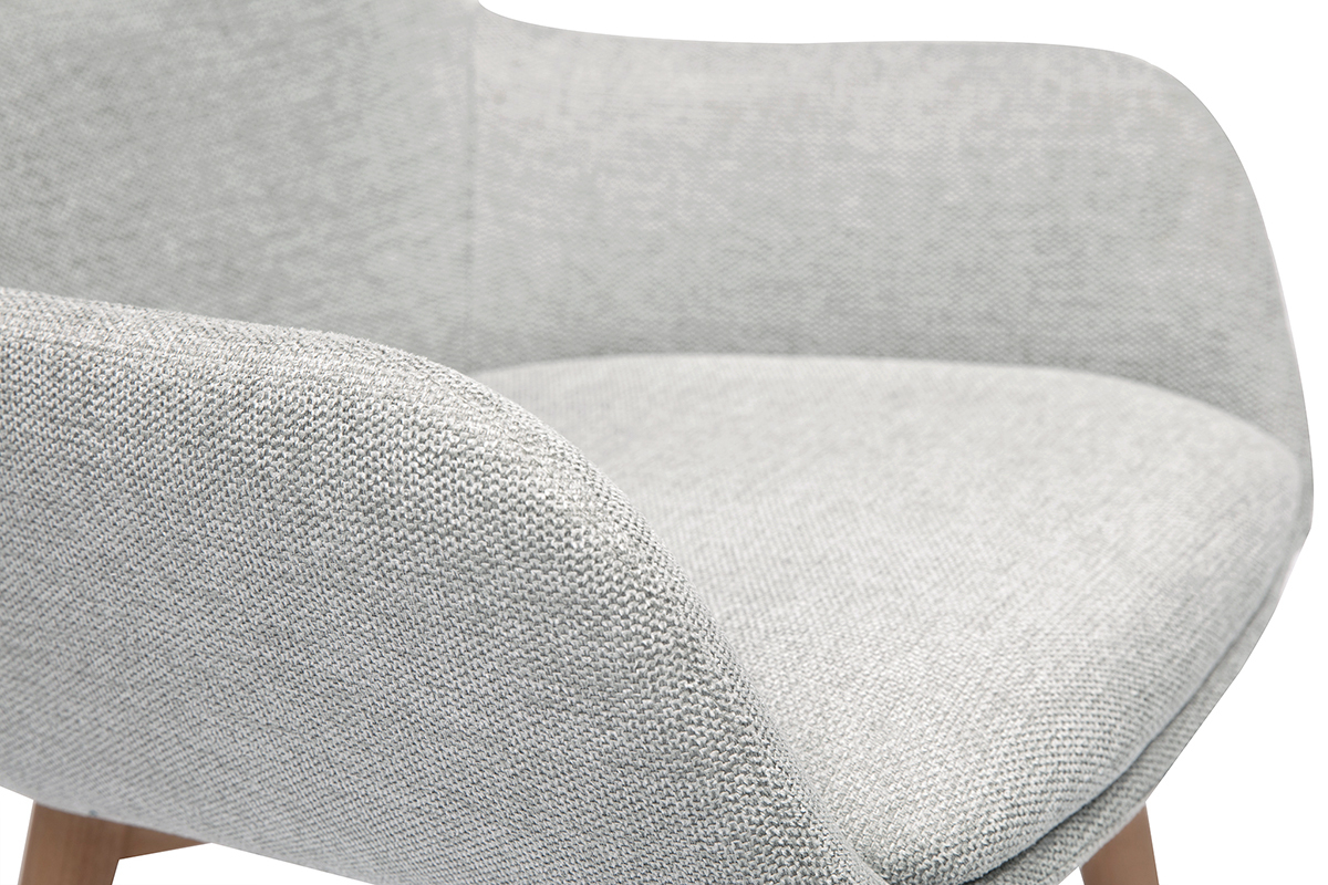 Chaises en tissu effet velours textur gris clair et bois clair (lot de 2) ALESS