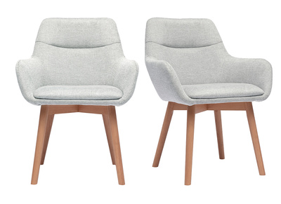 Chaises en tissu effet velours texturé gris clair et bois clair (lot de 2) ALESS